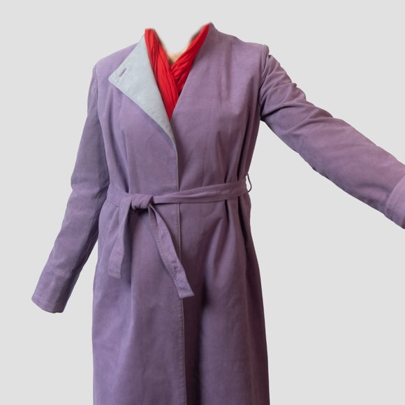 Vintage trench coat vegan suede by Montroy - Picture 11 of 15
